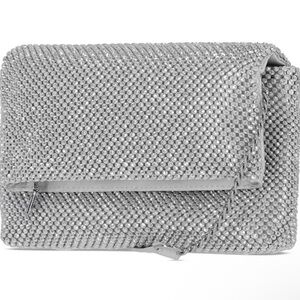I.N.C. International Concepts Averry Mesh Crystal Crossbody, Silver Mesh, NWT
